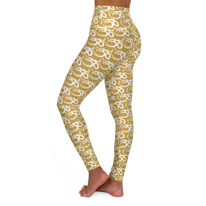 Swan Om Shanti Mission High Waisted Yoga Leggings - Gold